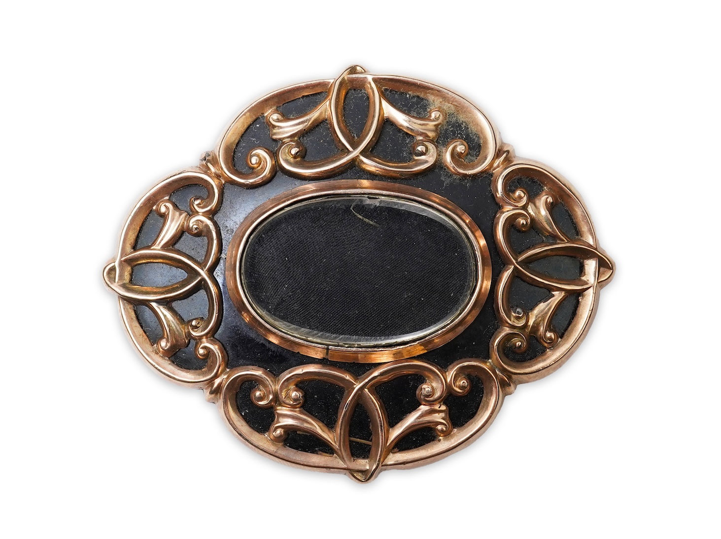 A Victorian rolled gold and enamel locket brooch/pendant, late 19th century